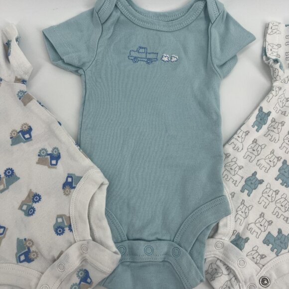 3 Pc Lot BABIES R US Baby Boy One Piece Bodysuit NB Newborn Cotton Blue EUC - Picture 5 of 11